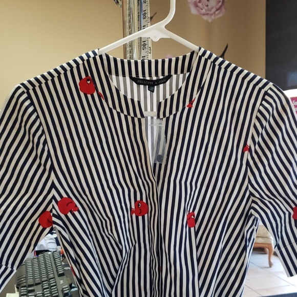 New Felicity & Coco Striped Red Apple Dress - Picture 6 of 7